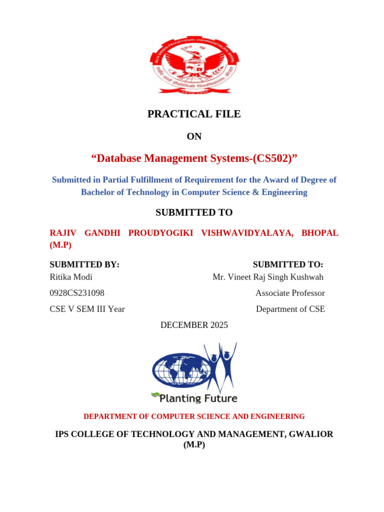 Database Management Systems Practical File | PDF