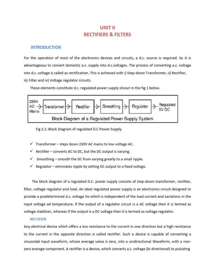 Rectifiers and Filters Explained | PDF | Bipolar Junction Transistor ...