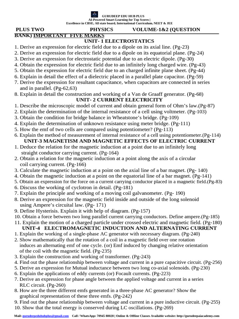 Essential Physics Question Bank for CBSE | PDF | Inductance ...