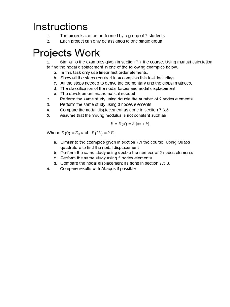 Nodal Displacement Project Guidelines | PDF