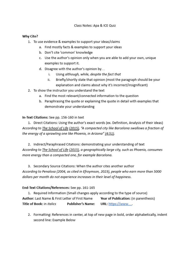 APA & ICE Citation Guide for Students | PDF | Citation