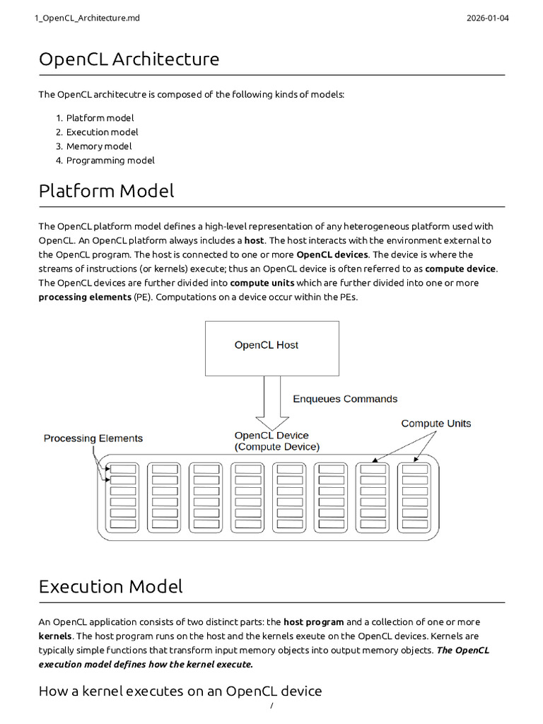1 OpenCL Architecture | PDF | Kernel (Operating System) | Computer Memory