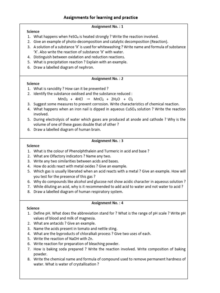 Comprehensive Science Assignments Guide | PDF | Chemical Reactions | Alkene