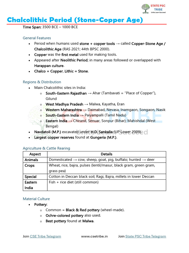 Chalcolithic Period in India: Key Features | PDF