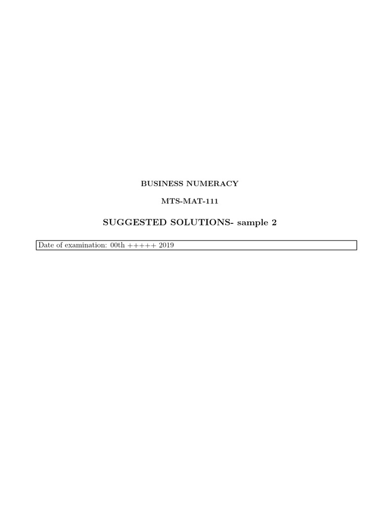 Business Numeracy Exam Solutions | PDF | Net Present Value | Mathematics
