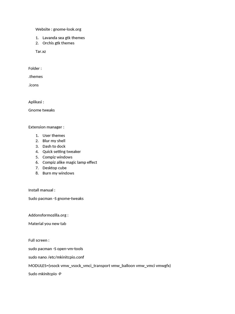 Gnome Themes and Tweaks Installation Guide | PDF