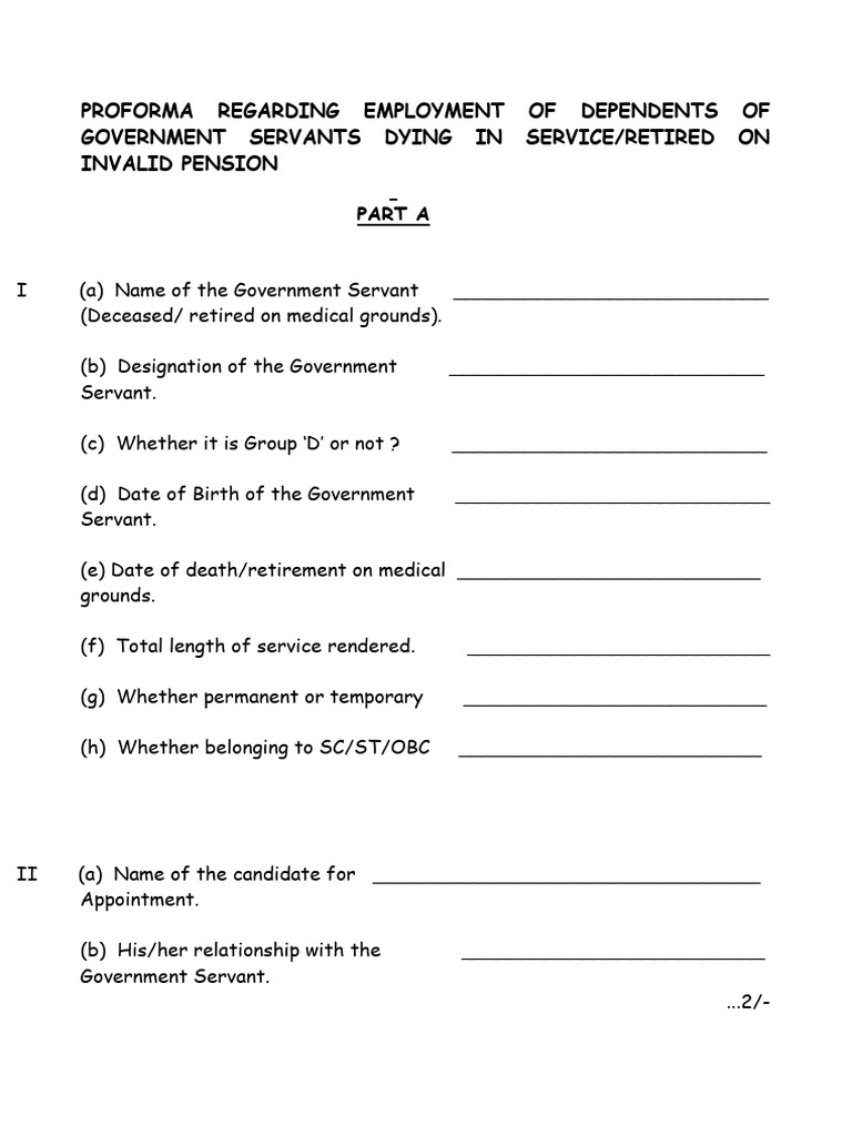 Employment Proforma for Dependents | PDF | Demographic Economics ...