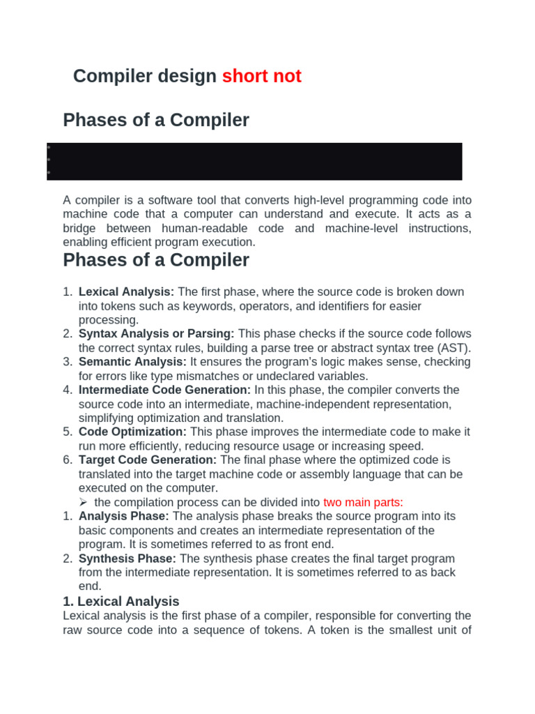Compiler Design Phases Explained | PDF | Parsing | Compiler