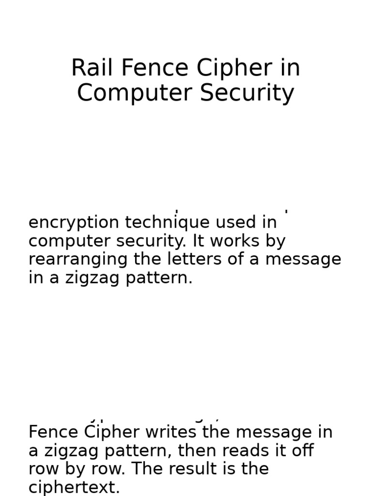 Rail Fence Cipher in Computer Security | PDF