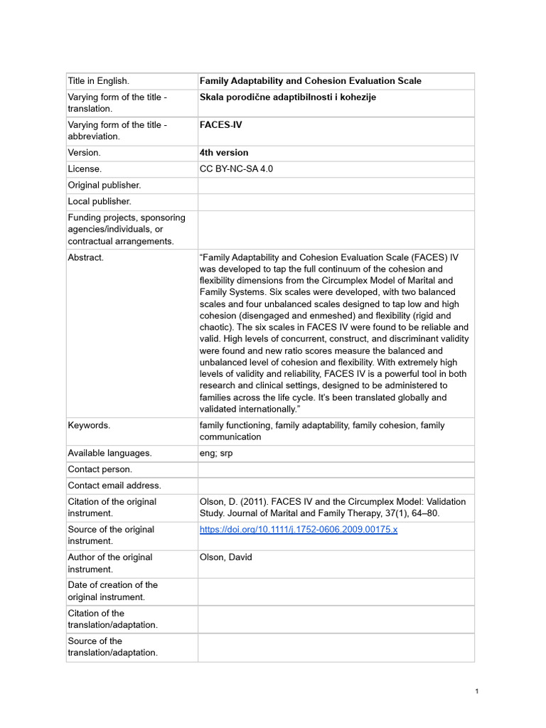 Family Adaptability and Cohesion Scale | PDF | Communication