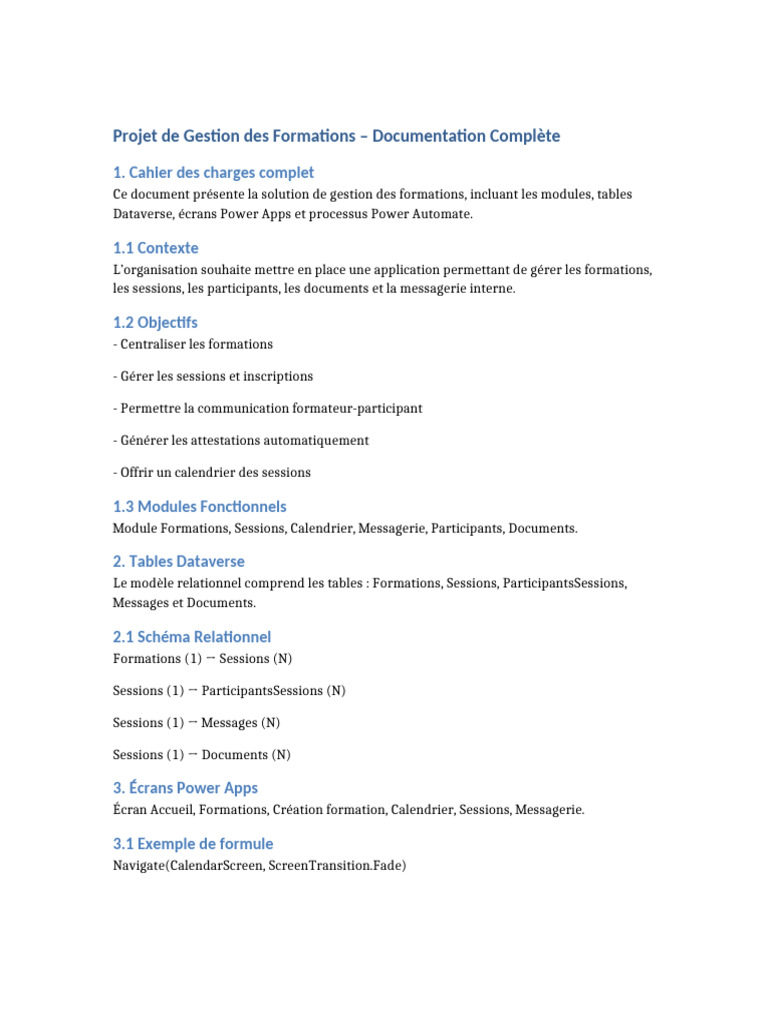 Gestion des Formations : Documentation Complète | PDF