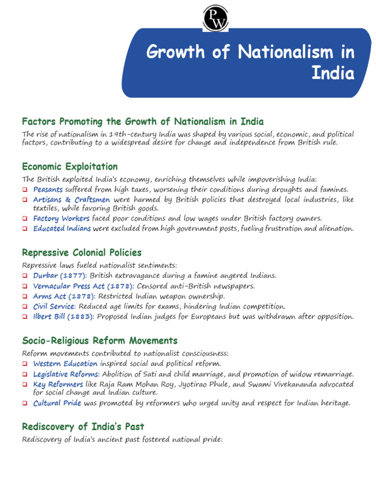 Factors Behind India's Nationalism Growth | PDF | Indian National Congress