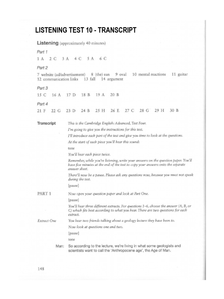 Audiotranscript - Test 10 | PDF