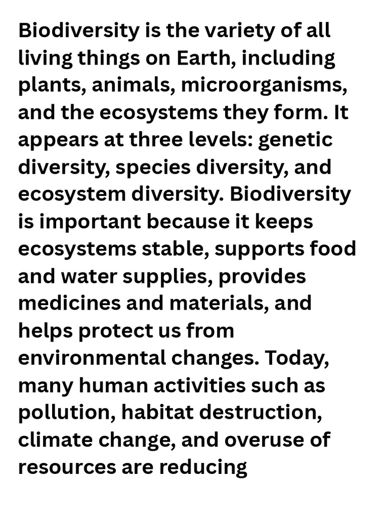 Importance of Biodiversity and Conservation | PDF