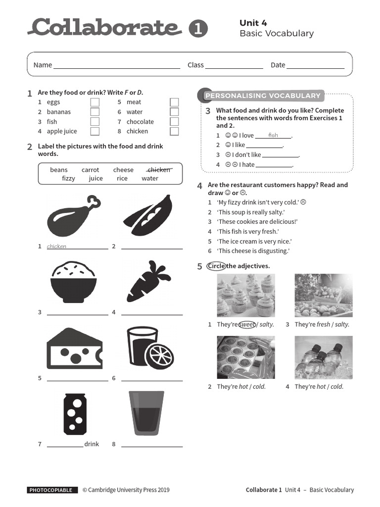 COL TRB1 Vocabulary Basic Unit 4 | PDF | Cooking | Cuisine