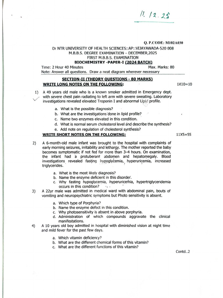 NTRUHS IMBBS Question Paper | PDF