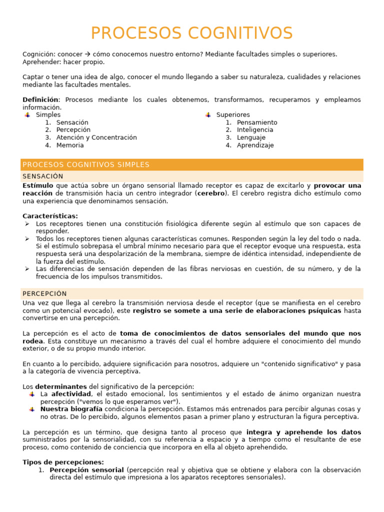 Procesos Cognitivos | PDF | Percepción | Las emociones