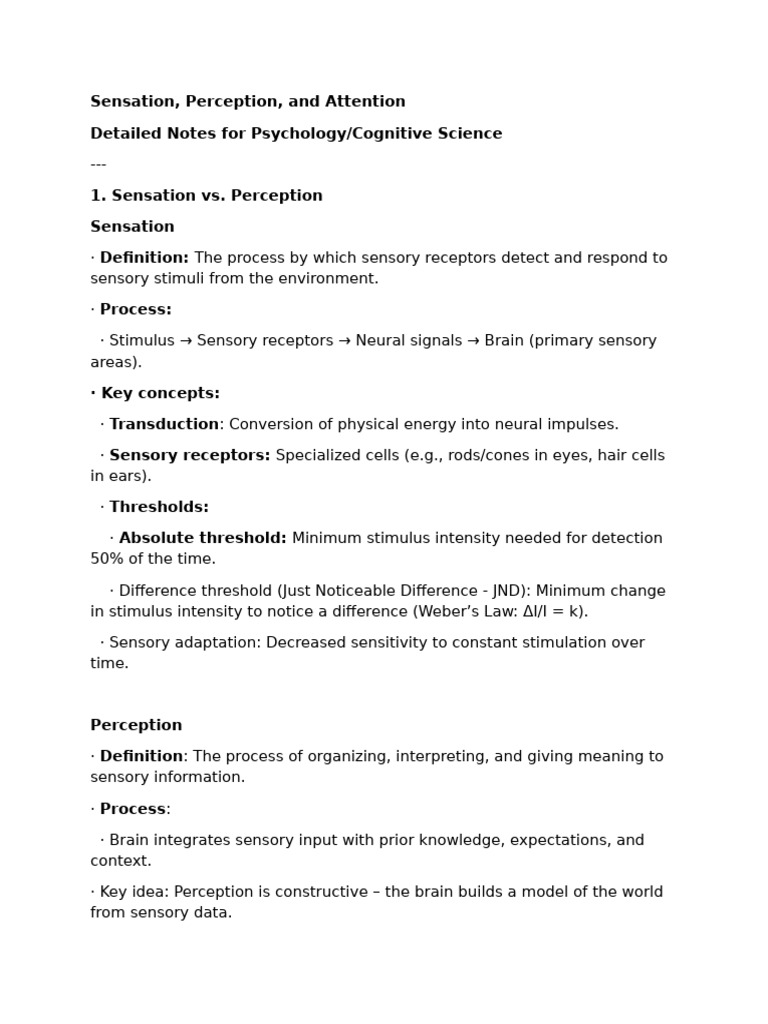 Sensation, Perception, and Attention Explained | PDF | Senses | Perception