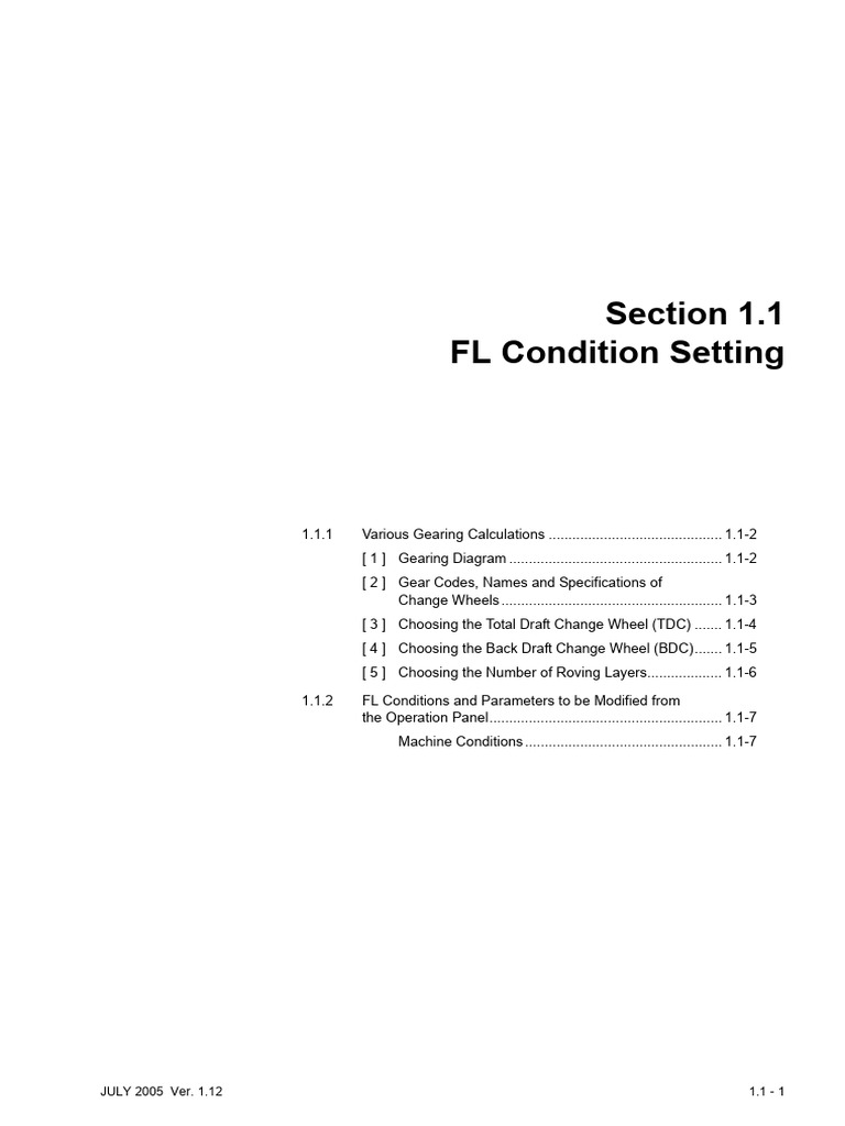 FL Condition & Setting | PDF | Gear | Mechanical Engineering