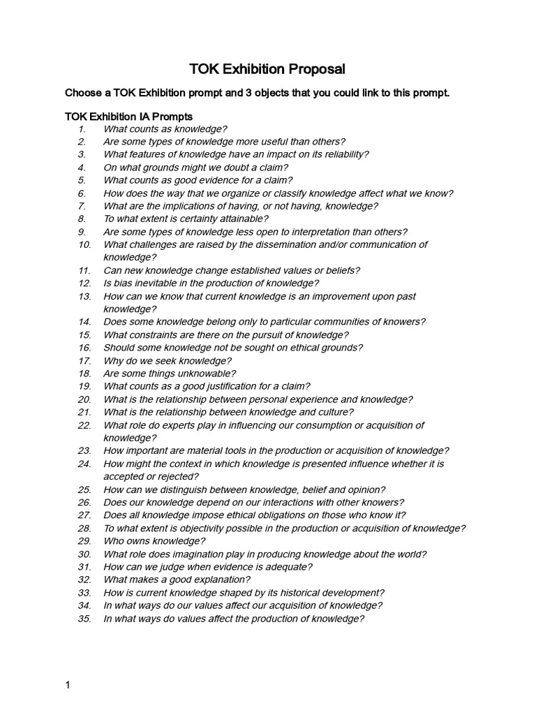 TOK Exhibition: Value of Knowledge Types | PDF | Knowledge | Cognitive ...