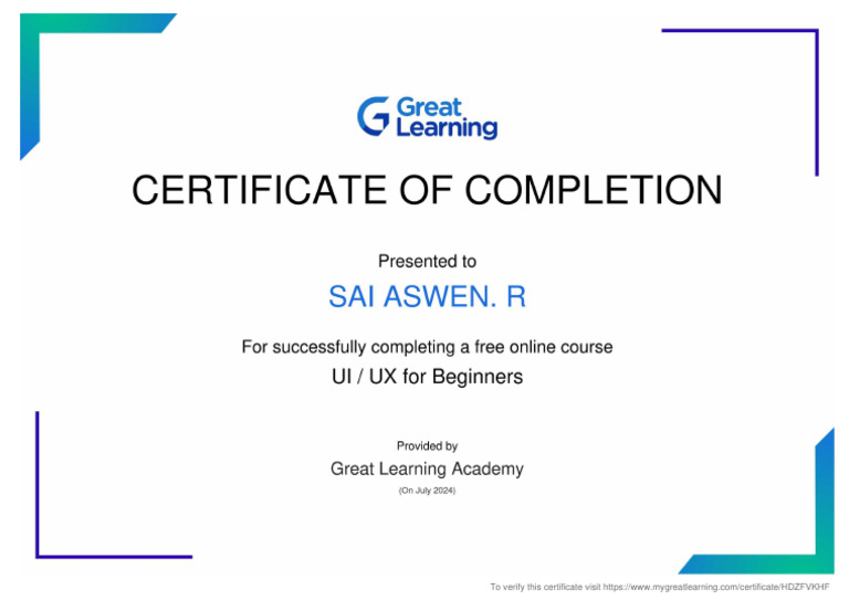 UI UX Certificate | PDF