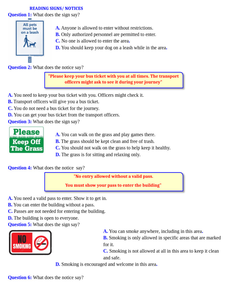 Understanding Signs and Notices | PDF | Hobbies
