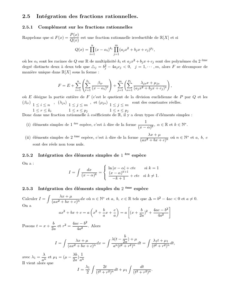 Intégration des fractions rationnelles PDF Théorie des nombres — free download