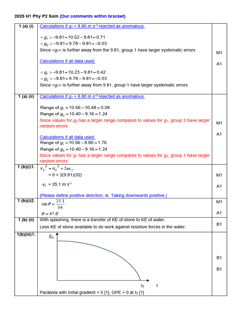 2025 H1 Physics Paper 2 Solutions | PDF | Force | Radioactive Decay
