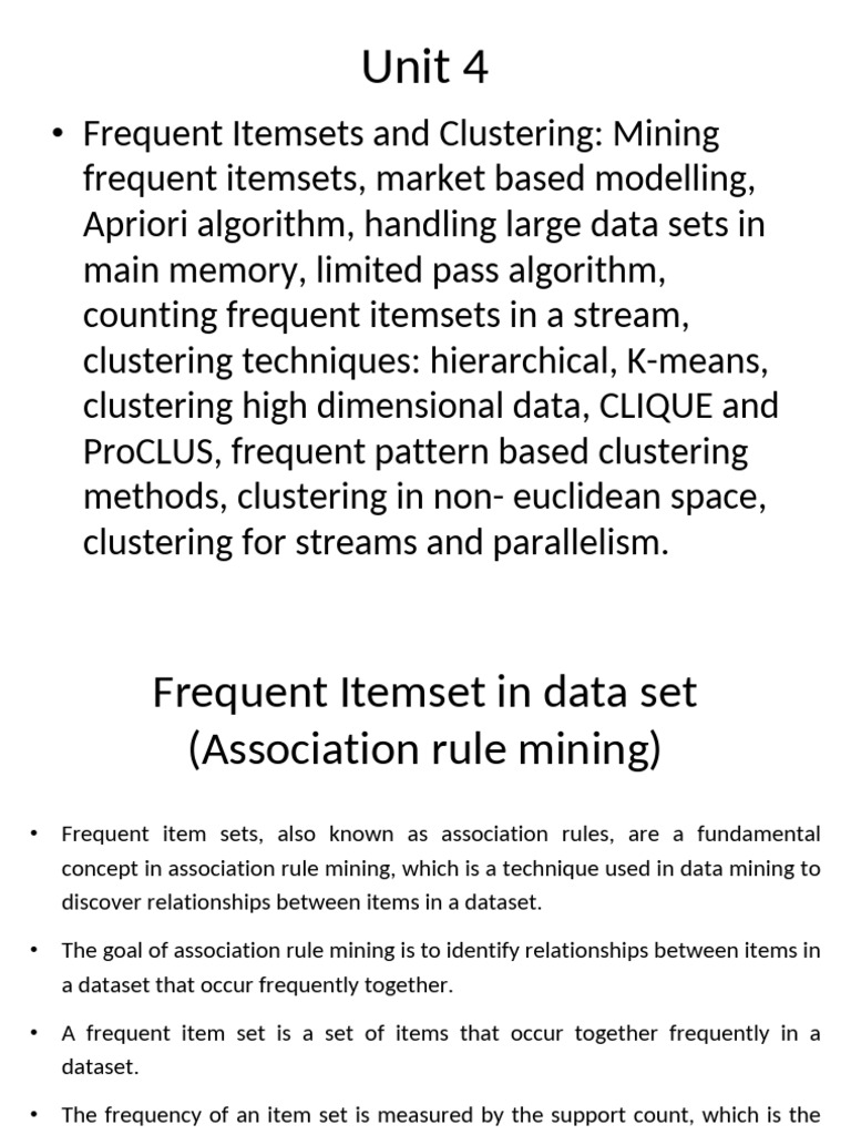 Frequent Itemsets and Clustering Techniques | PDF | Data Management ...