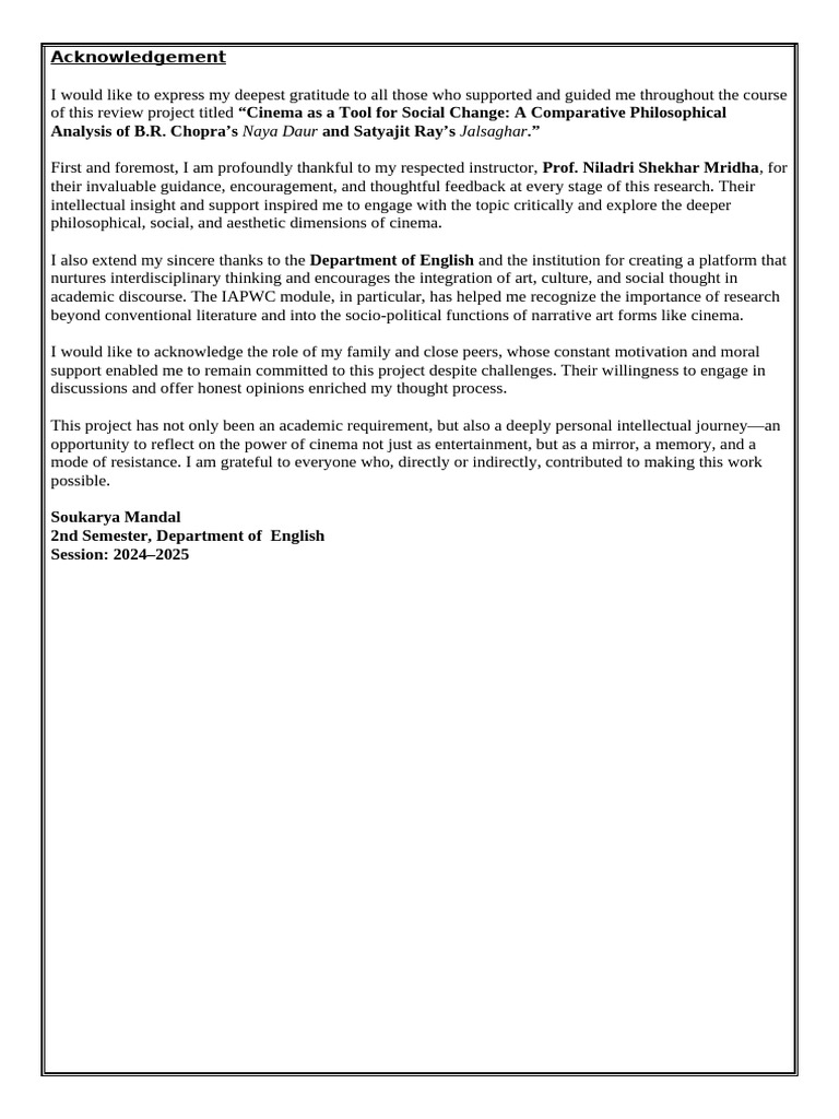 Final Acknowledgement (1) Edit | PDF | Narrative | Ideologies