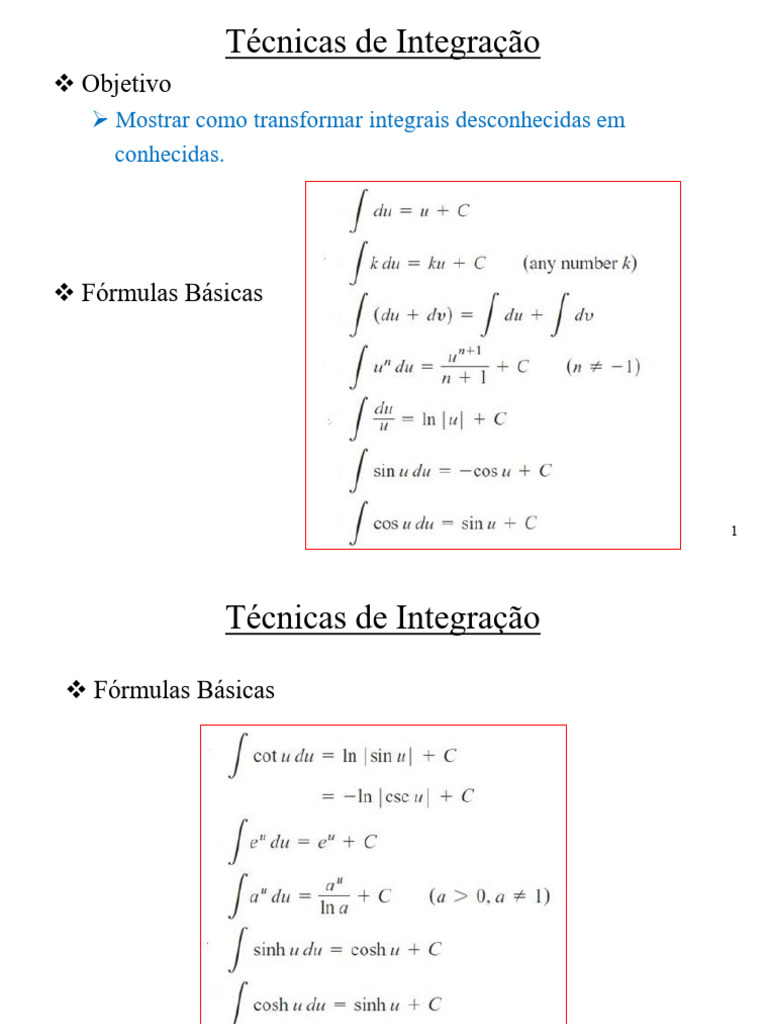 Técnicas de Integração Matemática | PDF | Integrante | Funções ...