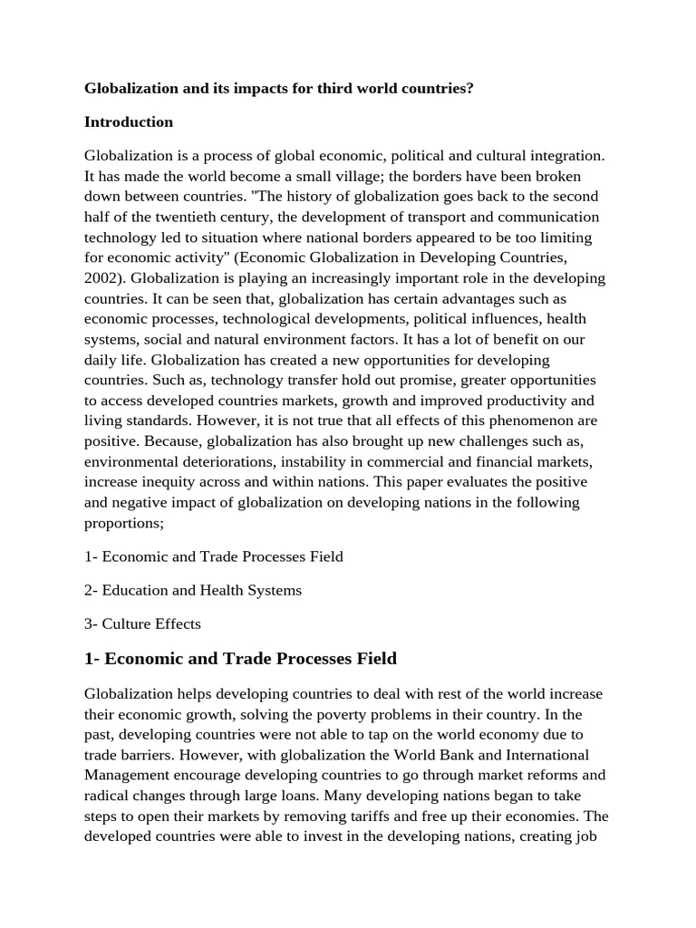 Globalization's Impact on Developing Nations | PDF