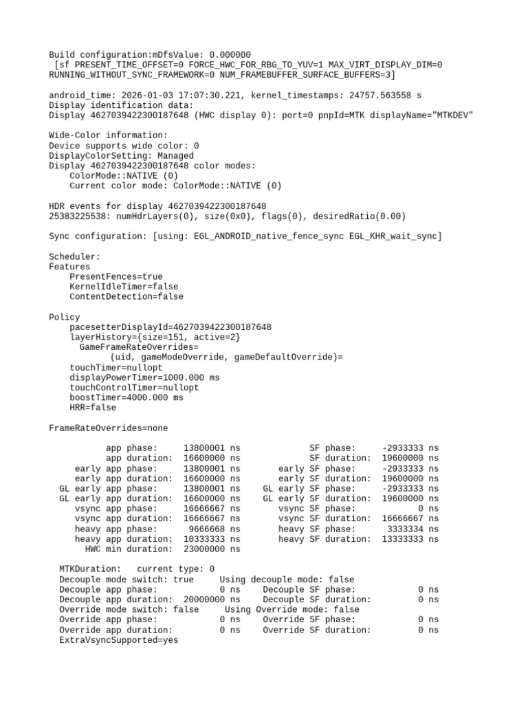 Android Display Configuration Report | PDF | Frame Rate | Computing