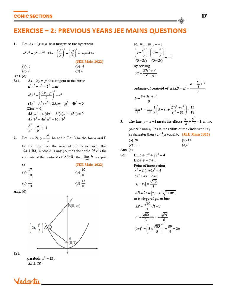 Conic Section NM EX-2 | PDF | Ellipse | Analytic Geometry