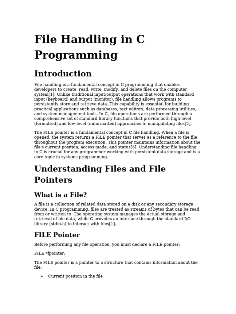 File Handling in C Programming | PDF | Computer File | Pointer ...