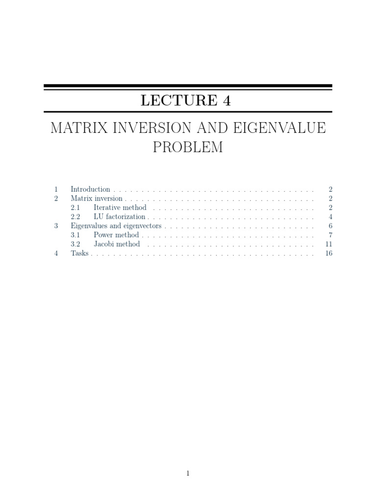 Matrix Inversion & Eigenvalue Methods | PDF | Eigenvalues And ...