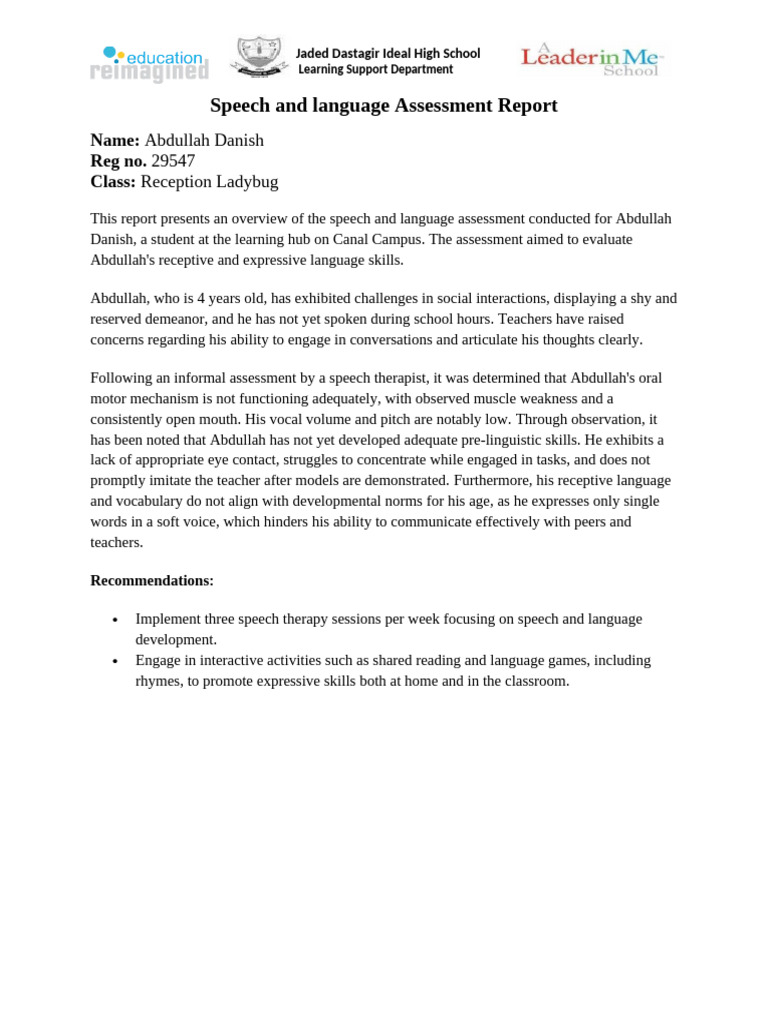 Speech and Language Assessments for Kids | PDF | Speech | Fluency