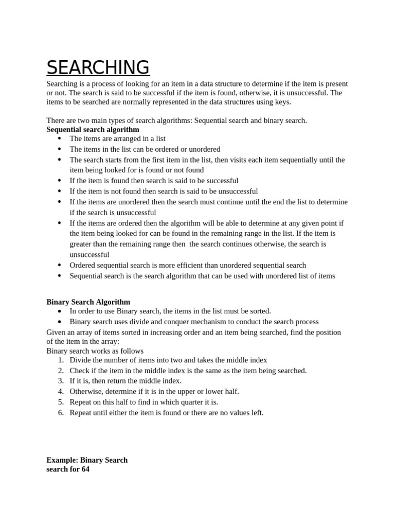 Lecture Notes 7 Searching and Sorting | PDF | Algorithms And Data ...