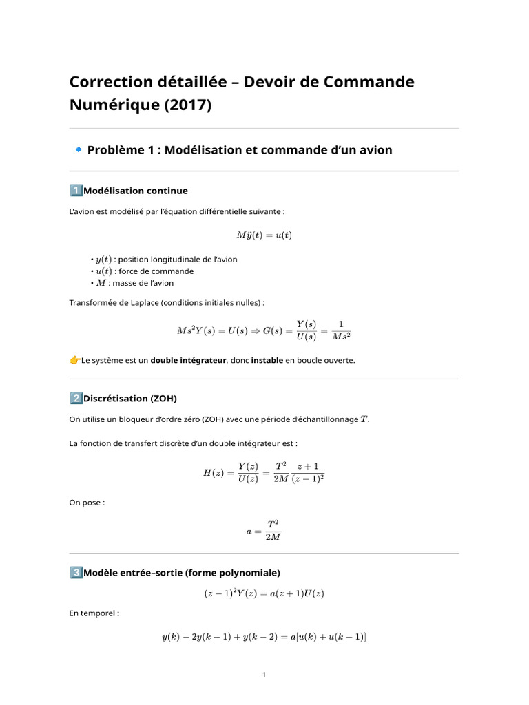 Correction Devoir Commande Numérique 2017 | PDF | Mathématiques ...