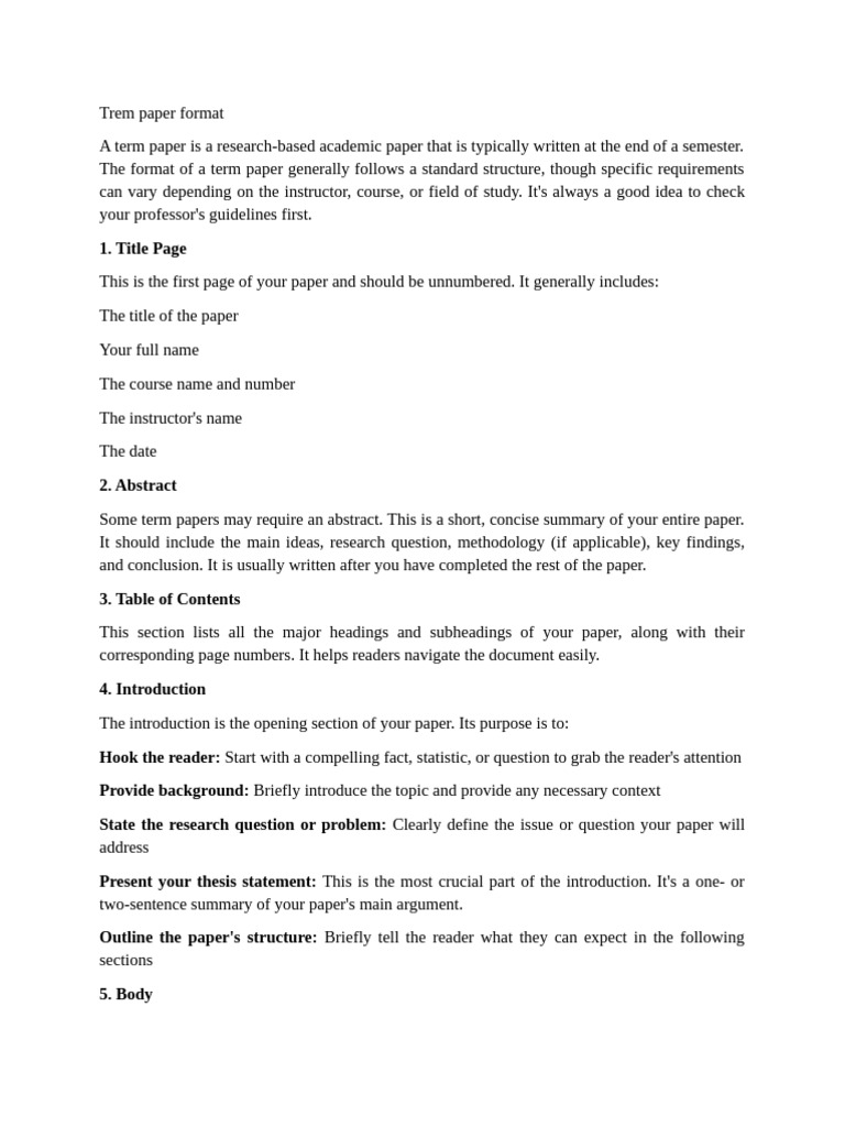 Term Paper Format Guide | PDF | Abstract (Summary) | Citation