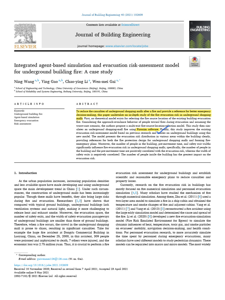 Underground Fire Evacuation Risk Assessment | PDF | Carbon Dioxide ...