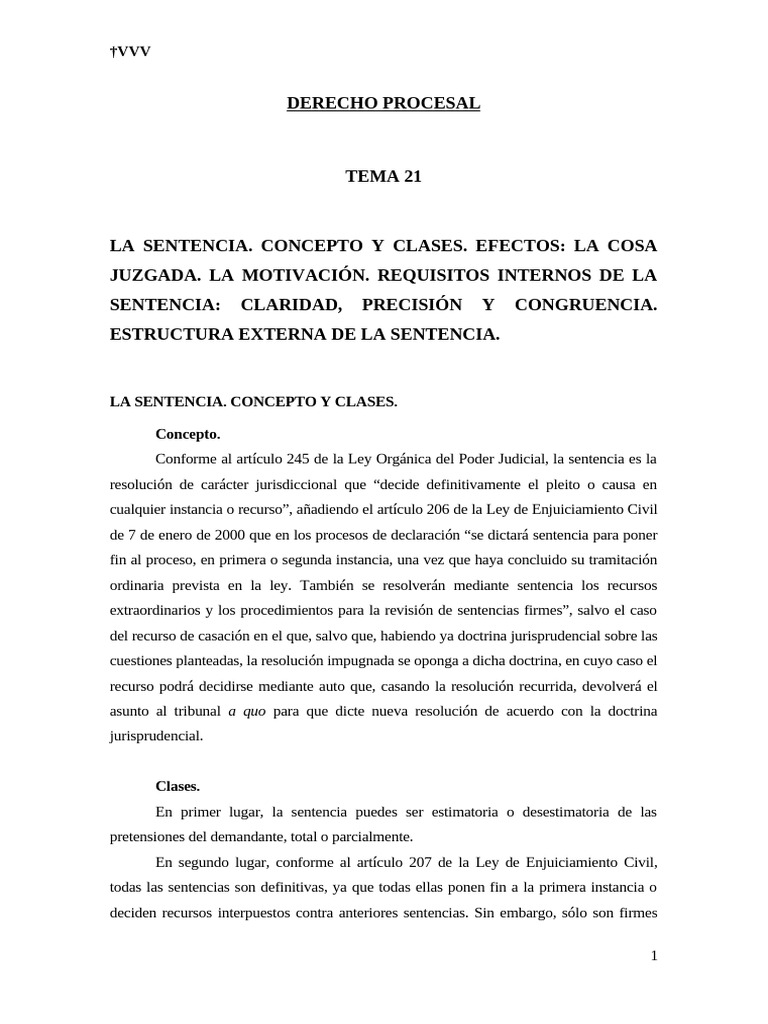 Clases y Efectos de la Sentencia Judicial | PDF | Sentencia (ley) | Res ...