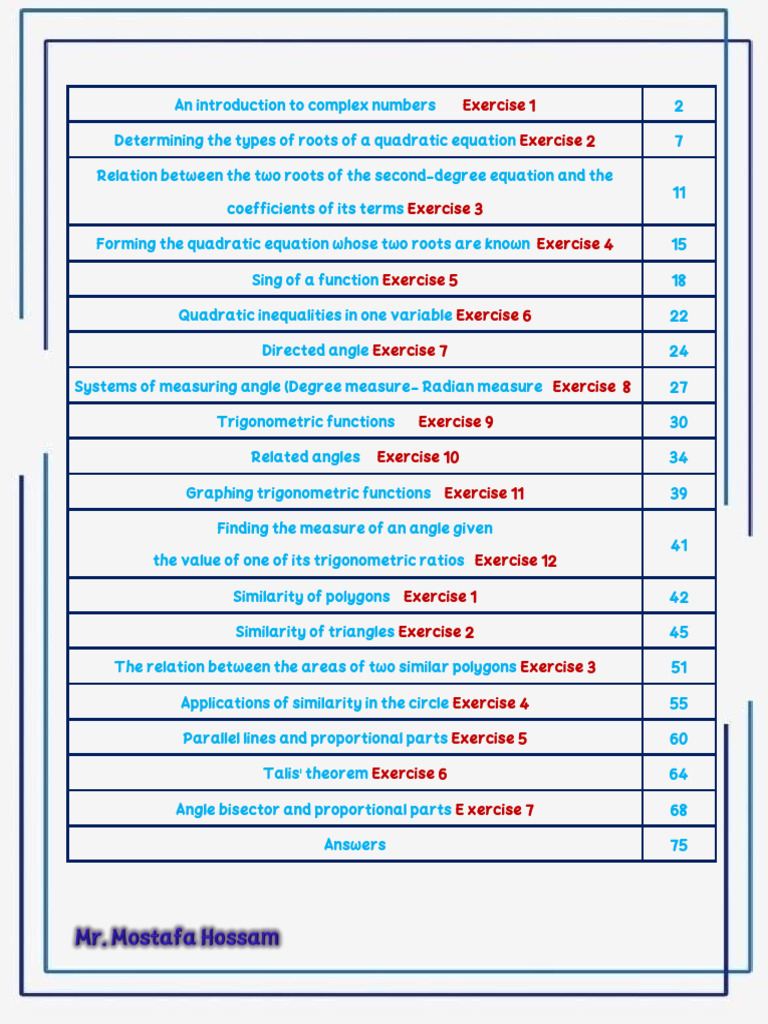 Math Exercises on Quadratics and Trigonometry | PDF | Quadratic ...