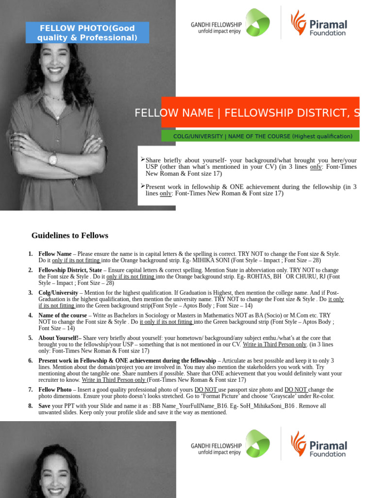 FellowProfiles Template, Guidelines&Sample | PDF