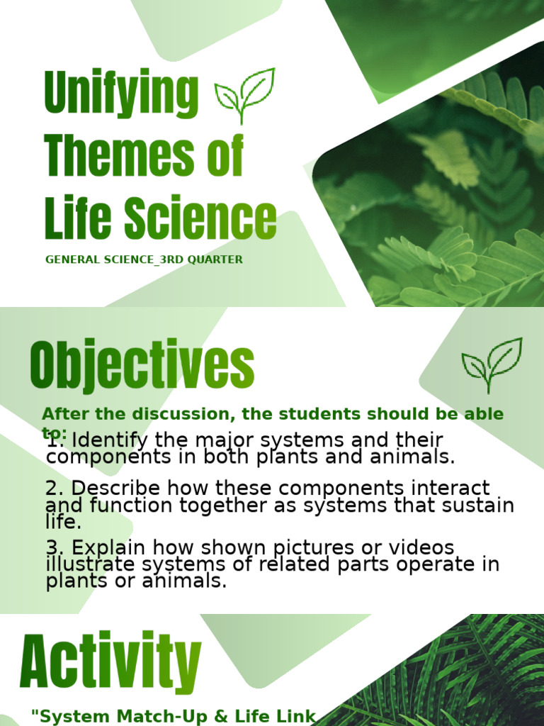 L1 Unifying Themes of Life Science Q3 | PDF | Foods | Plants