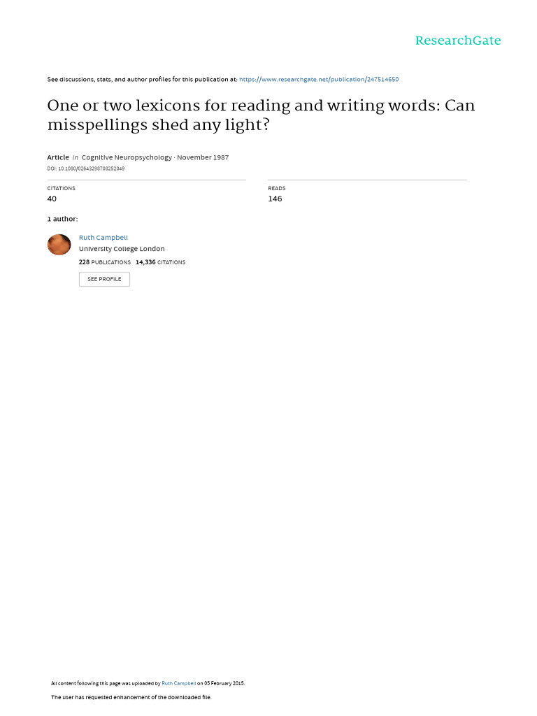 Lexicons for Reading and Writing Words | PDF | Spelling | Lexicon