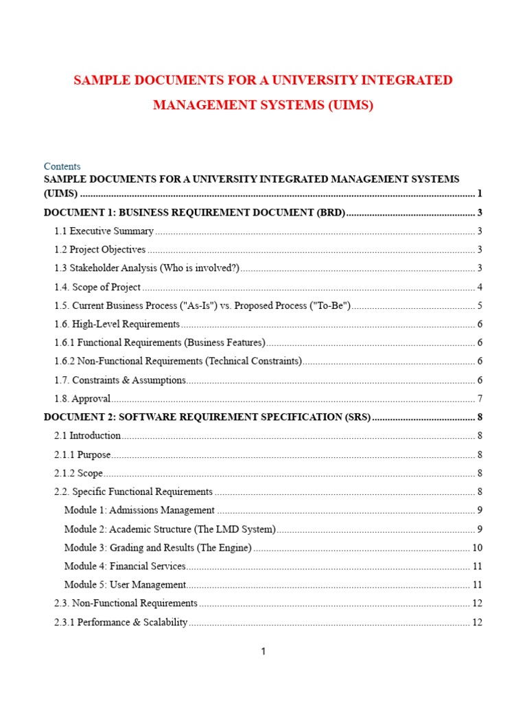Project - Sample Project - University School Management System | PDF ...
