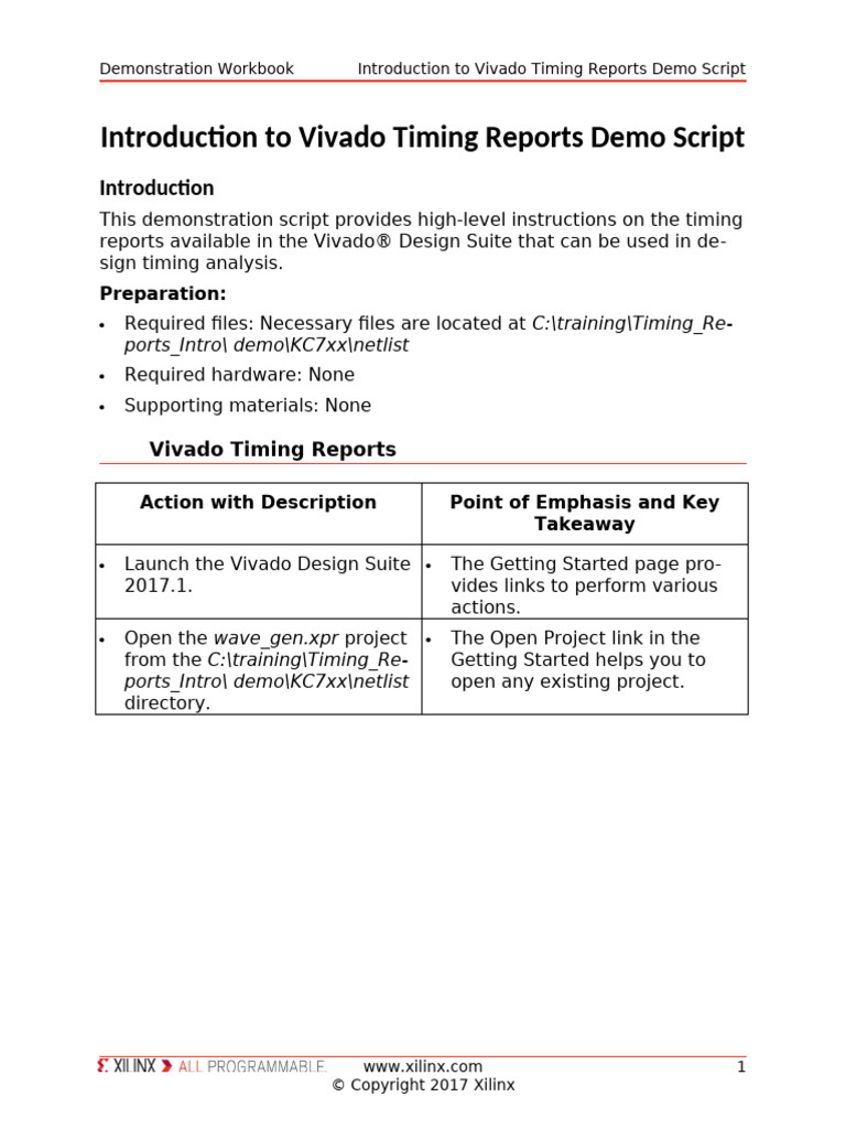 Vivado Timing Reports Demo Guide | PDF | Software | Computing