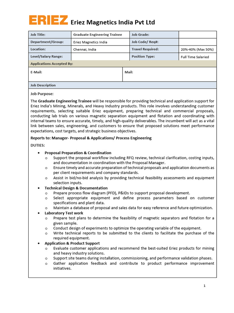 JD- Graduate Engineering Trainee | PDF | Engineering | Business