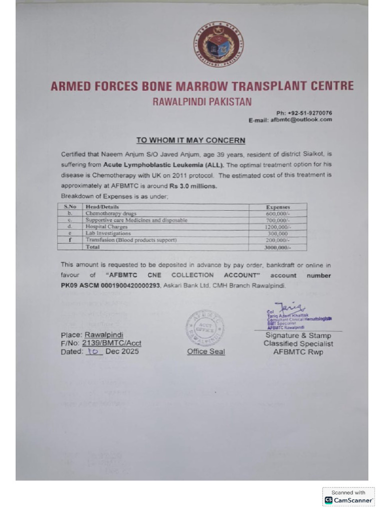 Blood Cancer CMH Rwp Naeem Anjum. | PDF